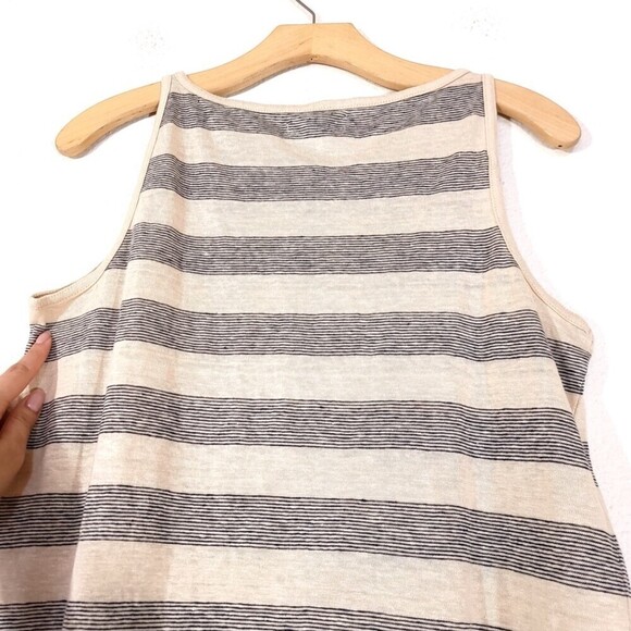 NEW Madewell 100% Linen Modern Stripe Tank Top Natural Gray Stripe Women XS Boho - Picture 6 of 7